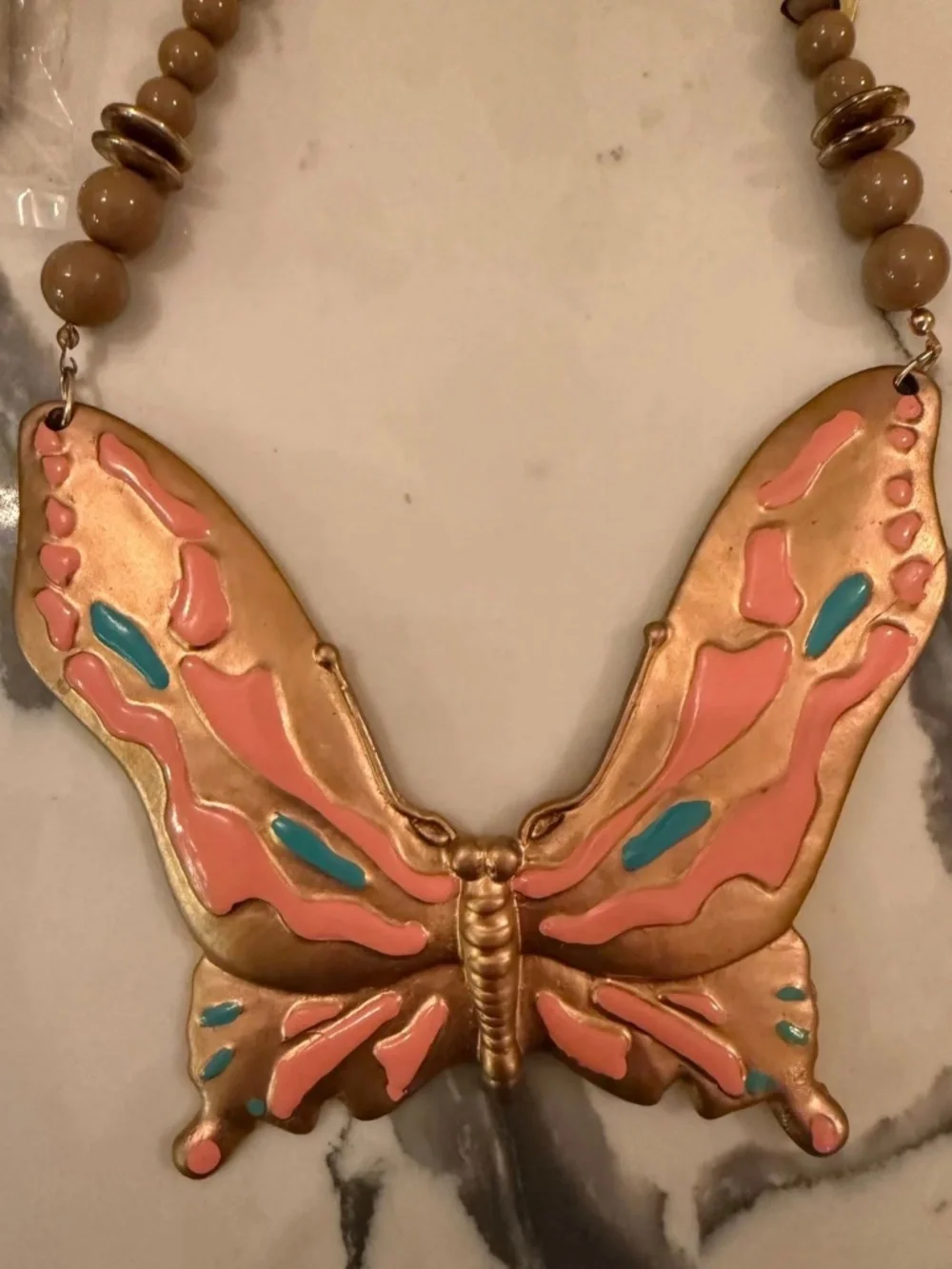 Vintage Oversized Butterfly Statement Necklace +Earrings Set Y2K 90s Retro